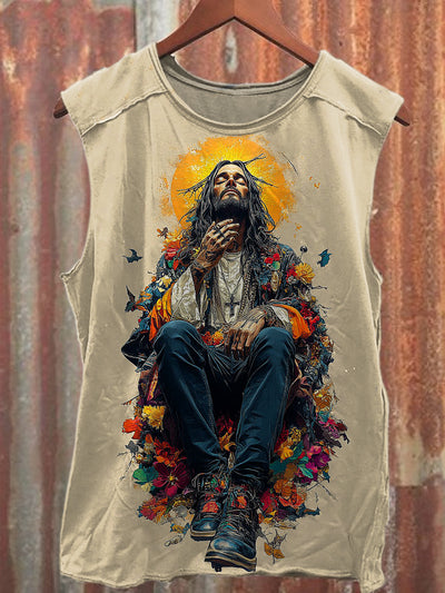 Men's Casual Christ Printed Tank Top