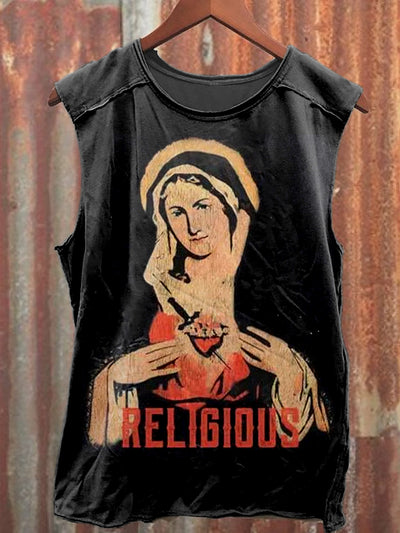 Retro Graffiti Art Print Casual Cotton Tank Top