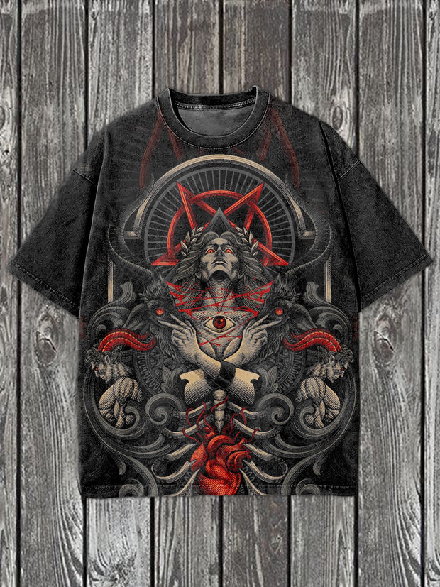 Retro Graffiti Art Print Casual Cotton T-shirt