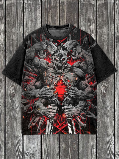 Retro Graffiti Art Print Casual Cotton T-shirt