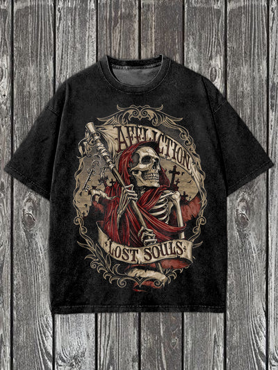 Retro Graffiti Art Print Casual Cotton T-shirt