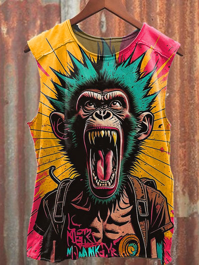 Men's Casual Crazy Monkey Printed Tank Top