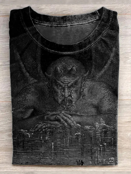Fashion Retro Fantasy Monster Art Print Casual T-shirt