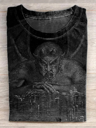 Fashion Retro Fantasy Monster Art Print Casual T-shirt