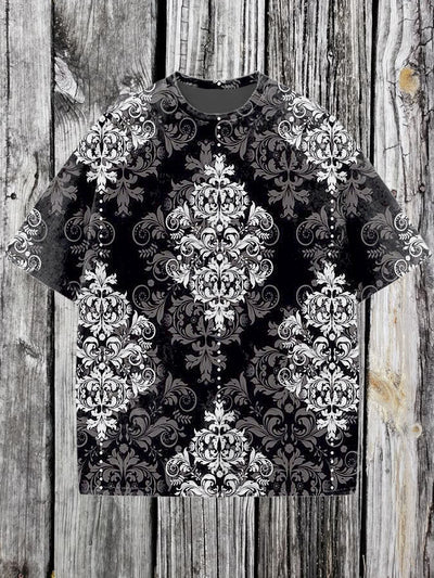 Ethnic Printed Vintage Fashion Loose Short Sleeve  T-Shirt