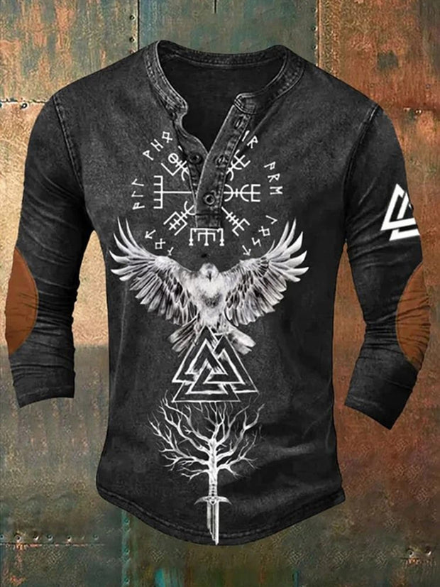 Fashion Viking Print Casual Long Sleeve Top