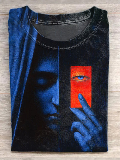 Fashionable Folk Eyes Art Print Casual Cotton T-Shirt