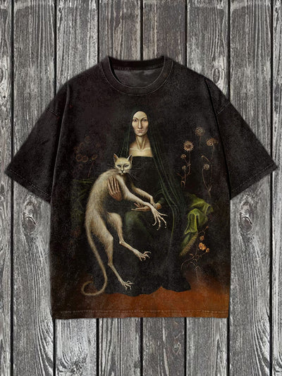 Fashion Graffiti Illustration Art Print Casual Short Sleeve T-Shirt