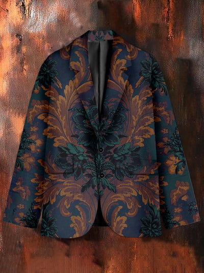 Retro Fashion Textured Art Print Casual Blazer