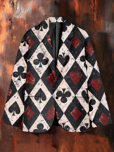 Retro Fashion Textured Art Print Casual Blazer