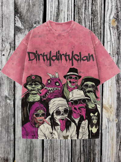 Hip Hop Printed Vintage Fashion Loose Short Sleeve  T-Shirt