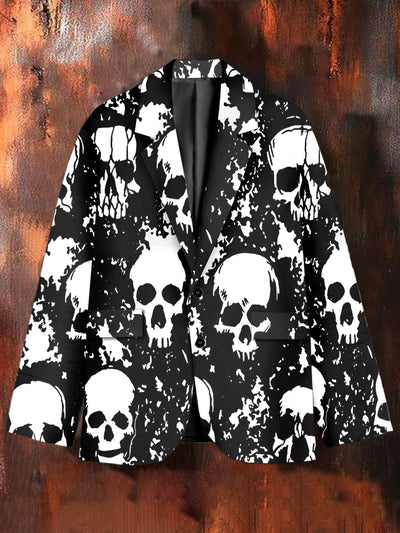 Stylish Graffiti Skull Art Print Casual Blazer