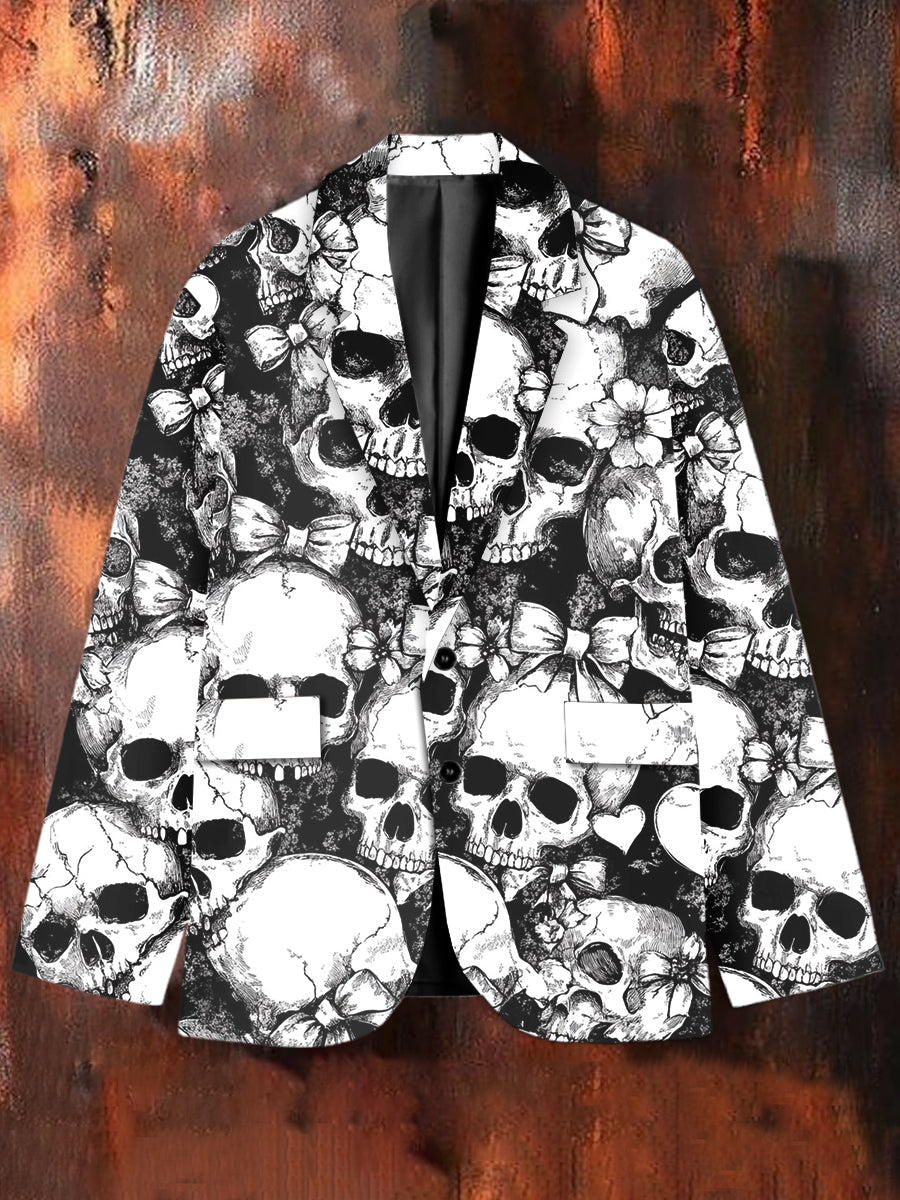 Stylish Graffiti Skull Art Print Casual Blazer