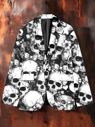 Stylish Graffiti Skull Art Print Casual Blazer