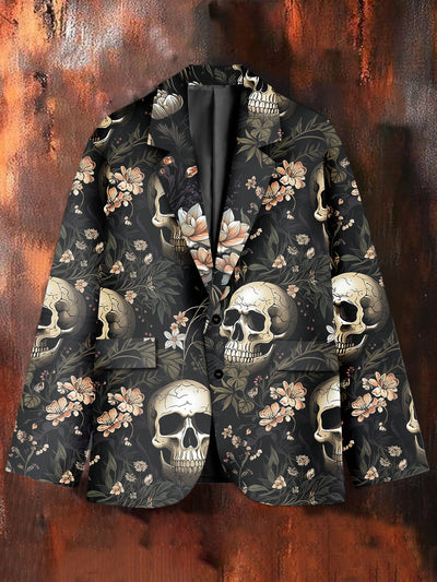 Stylish Graffiti Skull Art Print Casual Blazer