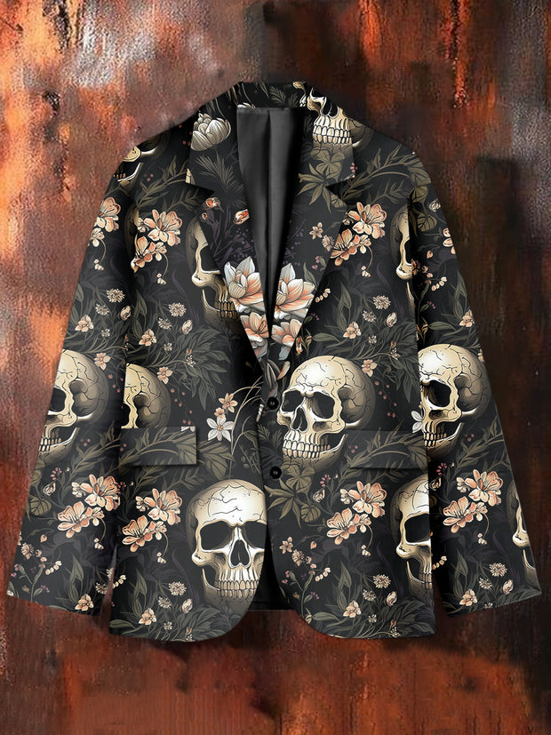 Stylish Graffiti Skull Art Print Casual Blazer