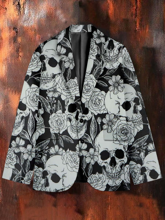 Stylish Graffiti Skull Art Print Casual Blazer