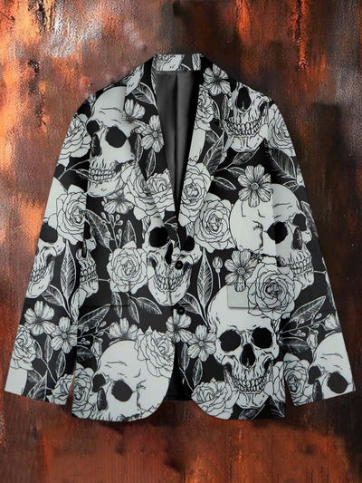 Stylish Graffiti Skull Art Print Casual Blazer