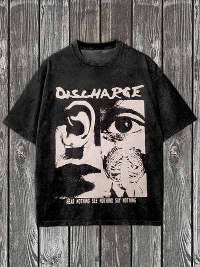 Vintage Graffiti Engraving Art Print Casual T-Shirt
