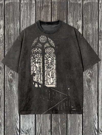 Vintage Graffiti Engraving Art Print Casual T-Shirt