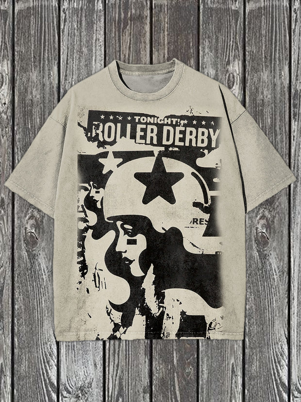 Vintage Graffiti Engraving Art Print Casual T-Shirt