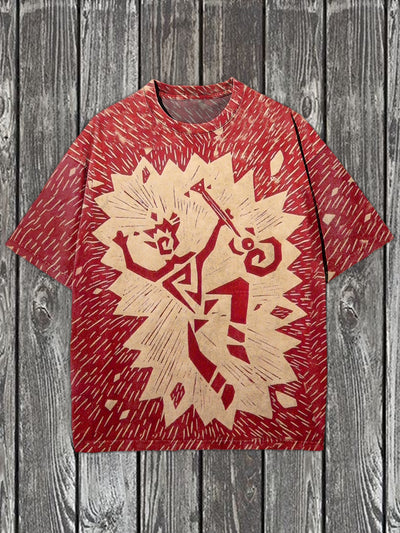 Vintage Graffiti Engraving Art Print Casual T-Shirt