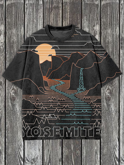 Retro National Park Art Illustration Casual T-shirt