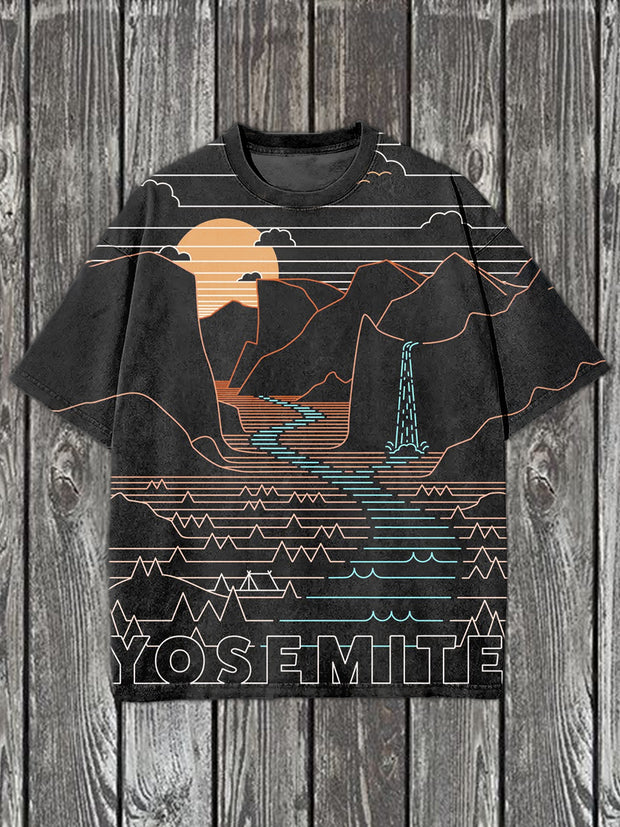 Retro National Park Art Illustration Casual T-shirt