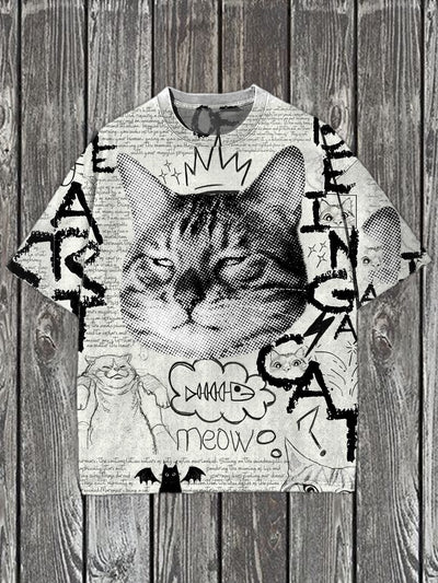 Vintage Graffiti Engraving Art Print Casual T-Shirt