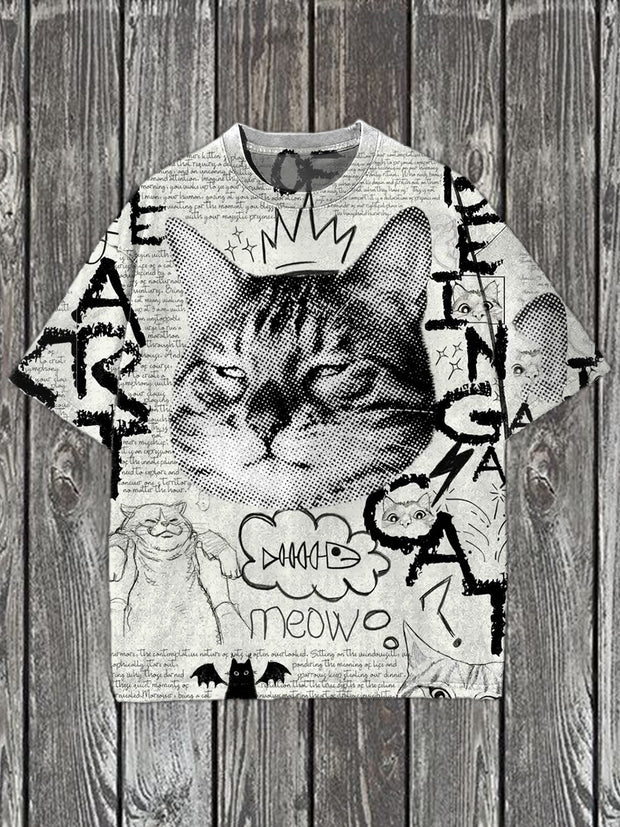 Vintage Graffiti Engraving Art Print Casual T-Shirt