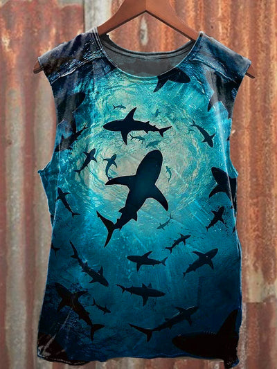 Men's Casual Whale Printed Tank Top