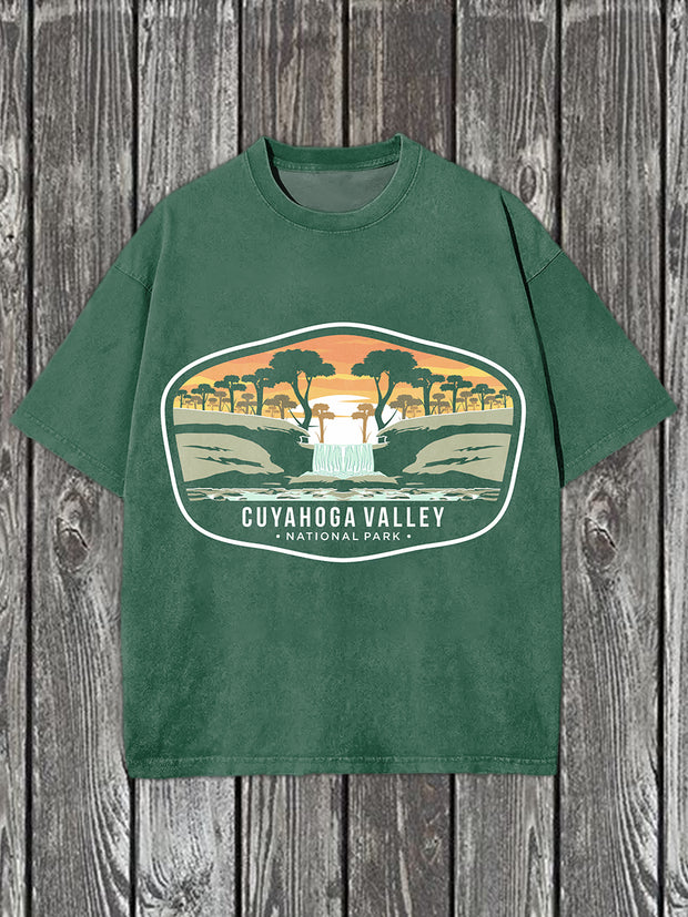 Retro National Park Art Illustration Casual T-shirt
