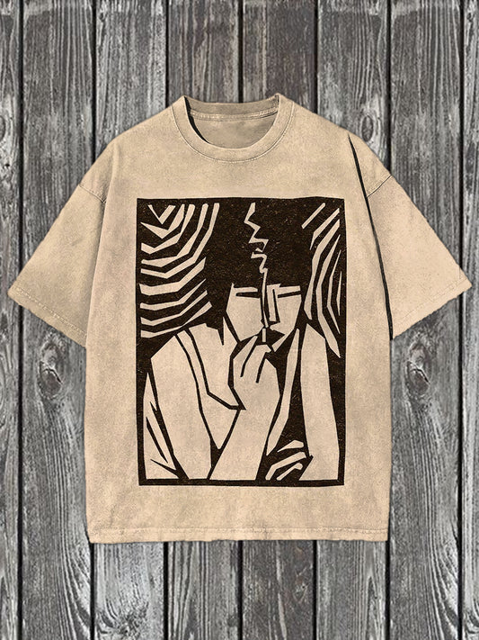 Vintage Graffiti Engraving Art Print Casual T-Shirt