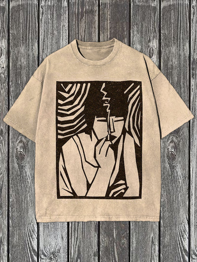 Vintage Graffiti Engraving Art Print Casual T-Shirt