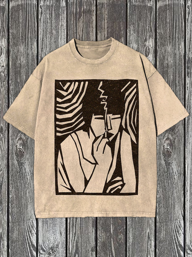 Vintage Graffiti Engraving Art Print Casual T-Shirt