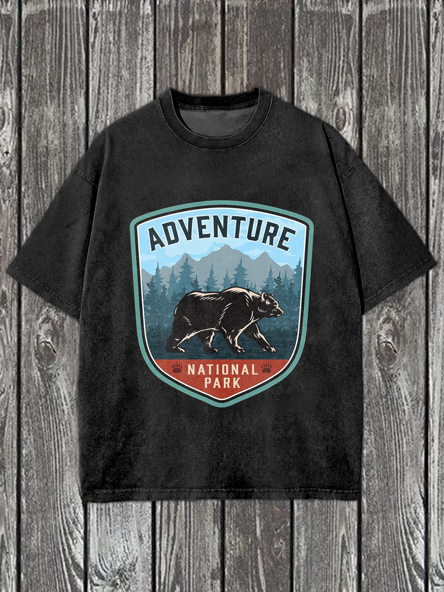 Retro National Park Art Illustration Casual T-shirt