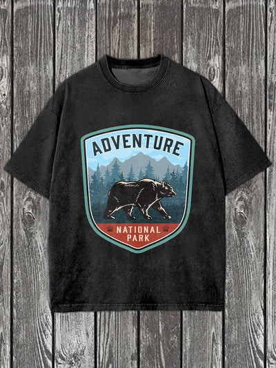 Retro National Park Art Illustration Casual T-shirt