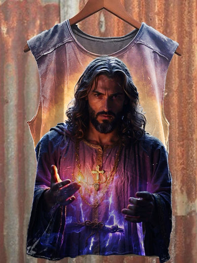 Men's Casual Jesus Printed Tank Top