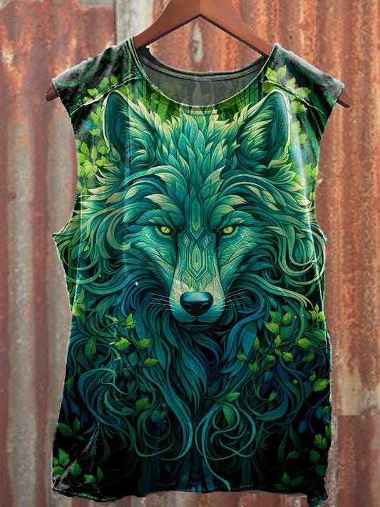Men's Casual Wlof Printed Tank Top