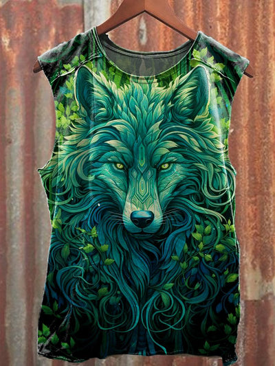 Men's Casual Wlof Printed Tank Top