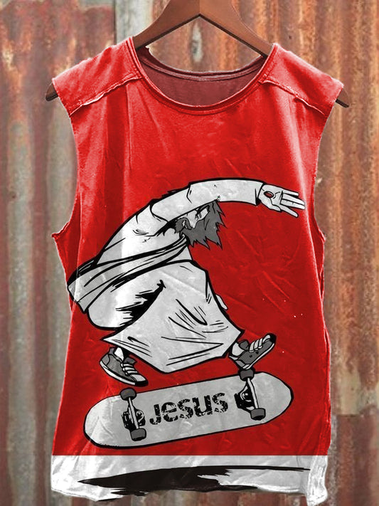 Men's Casual Funny Jesus Printed Tank Top