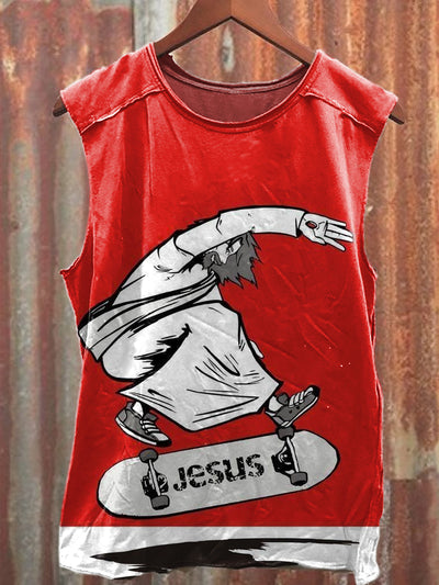 Men's Casual Funny Jesus Printed Tank Top