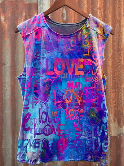 Men's Casual Love Printed Tank Top