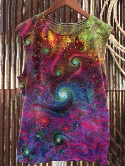Retro Fashion Mysterious Spiral Art Print Cotton Tank Top