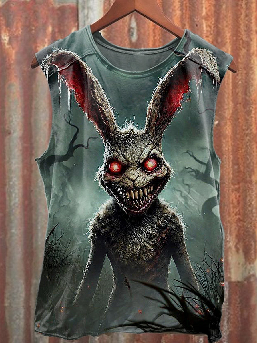 Men's Casual Easter Bunny Printed Tank Top