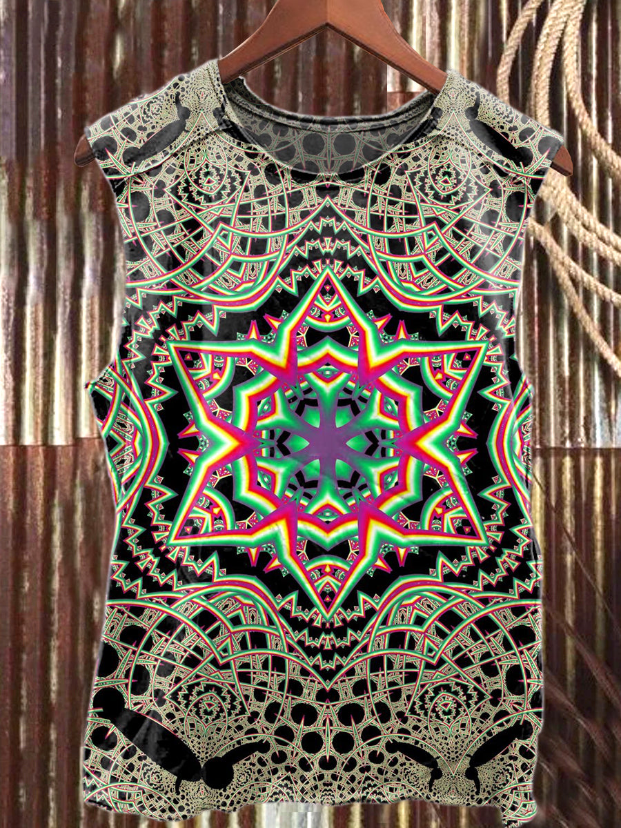 Retro Fashion Mysterious Spiral Art Print Cotton Tank Top