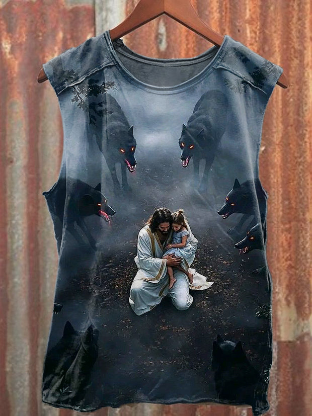 Men's Casual Jesus Printed Tank Top