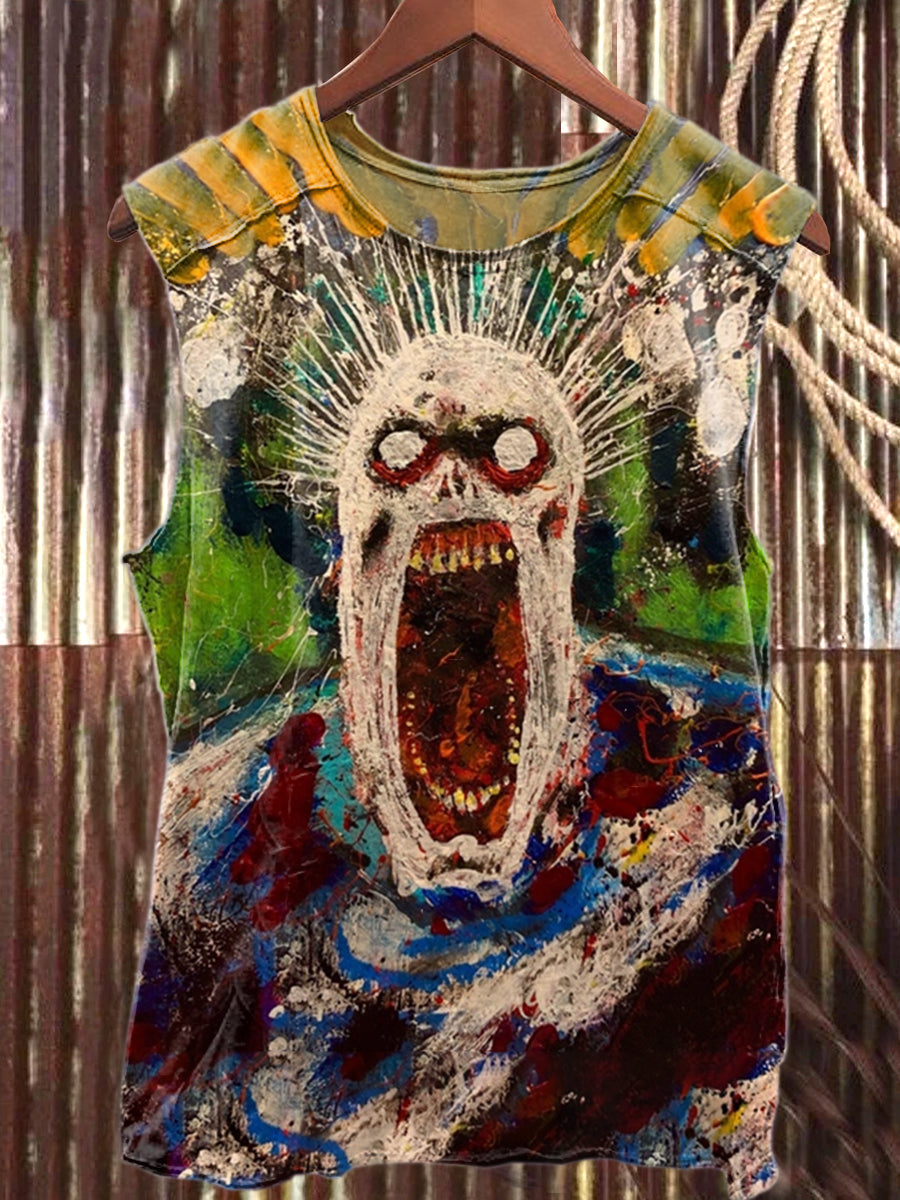 Retro Fashion Graffiti Art Print Cotton Tank Top