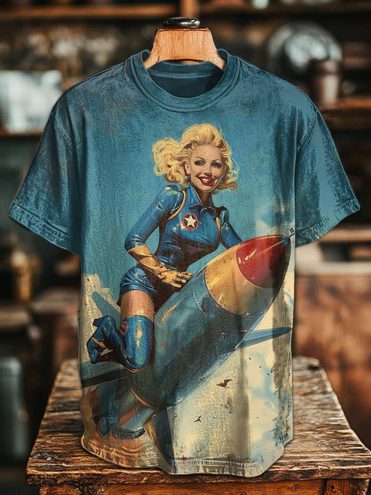 Vintage Art Print Casual Short Sleeve T-Shirt