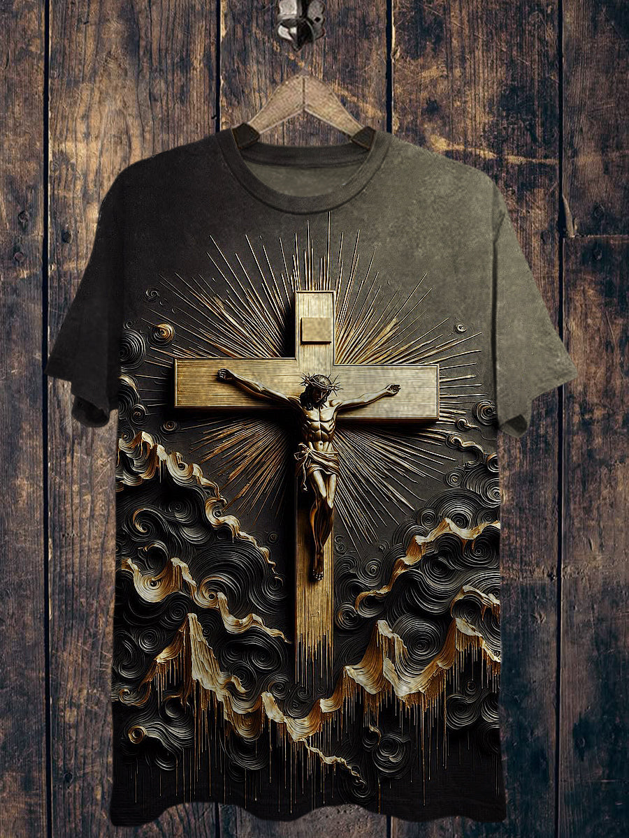 Religious Printed Vintage Fashion Loose Short Sleeve T-Shirt